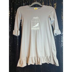 Abielle Kids Gray Bird Cage Ruffle Dress Size 8